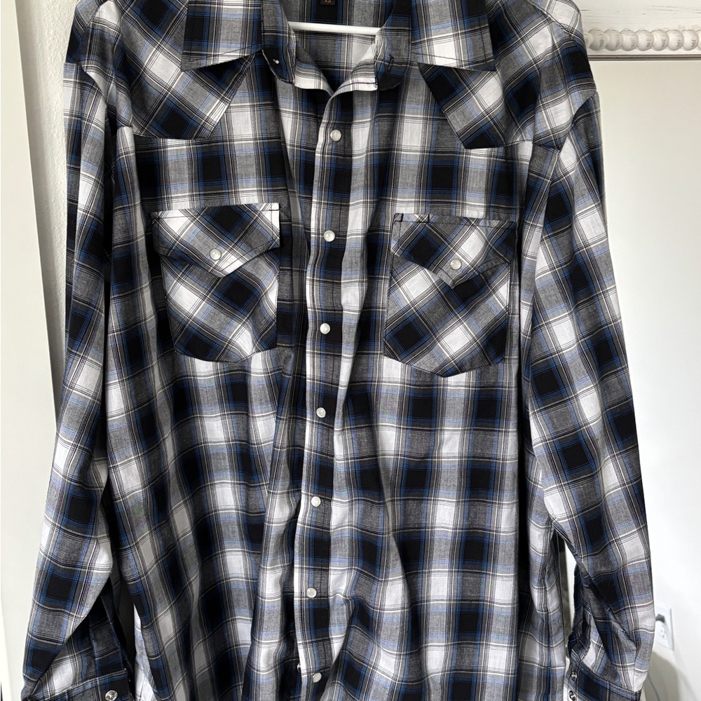 Blue and White Casual Button Down Shirt